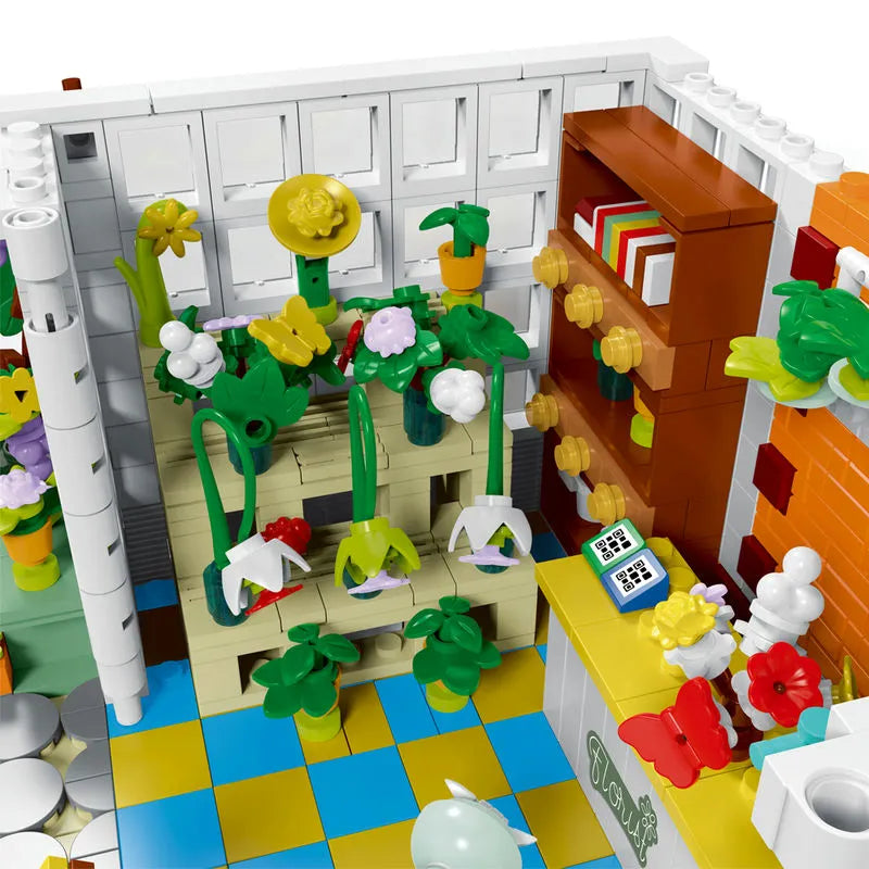 MORK MOC Building Block Set: Sunshine Flower Store LED 031061