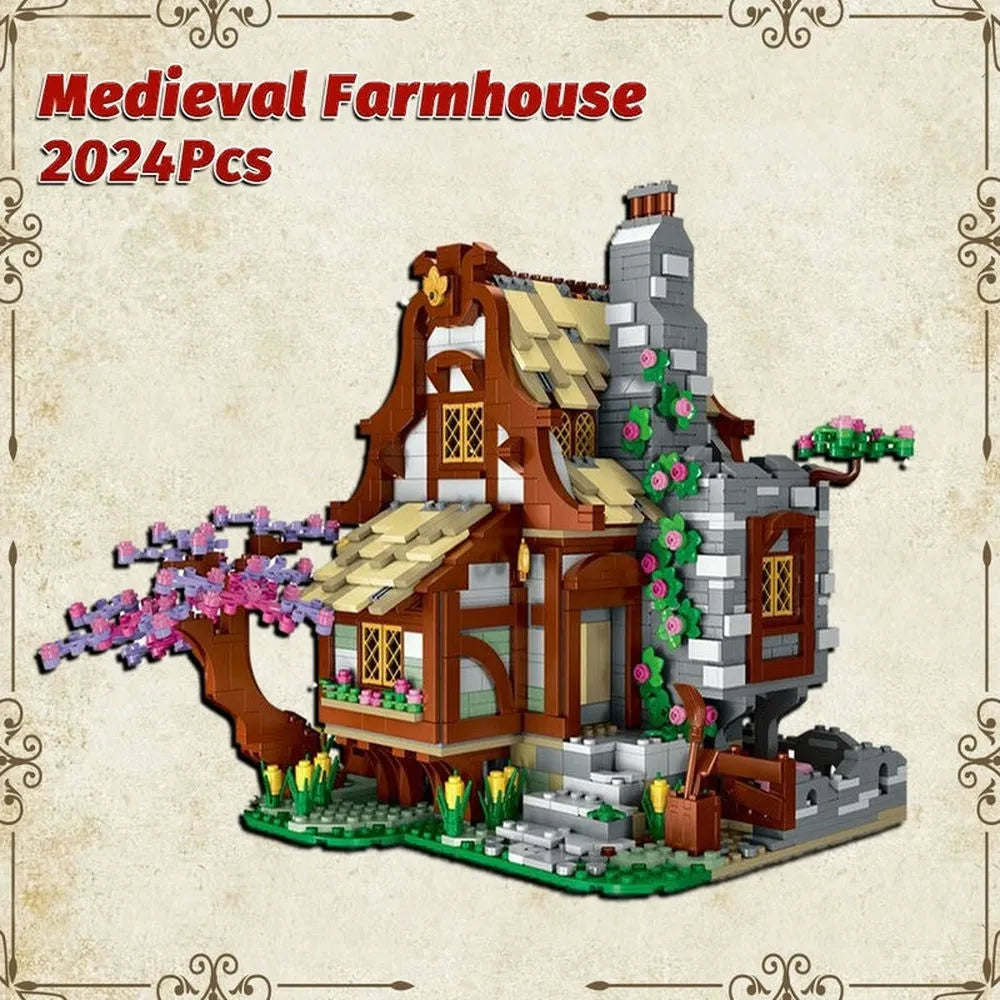 MORK MOC Building Block Set: Medieval Town Farm House, Model 033004