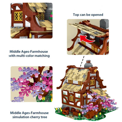 MORK MOC Building Block Set: Medieval Town Farm House, Model 033004