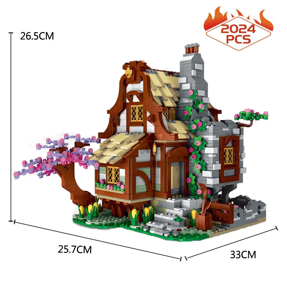 MORK MOC Building Block Set: Medieval Town Farm House, Model 033004