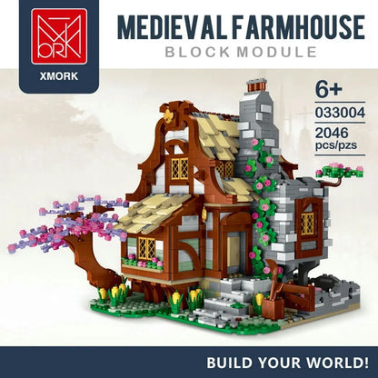 MORK MOC Building Block Set: Medieval Town Farm House, Model 033004