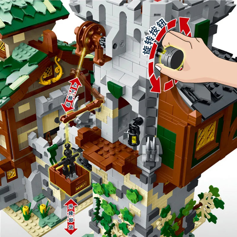 MORK MOC Building Block Set: Medieval Town Stable Guard Tower, Model 033001