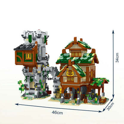 MORK MOC Building Block Set: Medieval Town Stable Guard Tower, Model 033001