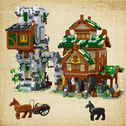 MORK MOC Building Block Set: Medieval Town Stable Guard Tower, Model 033001