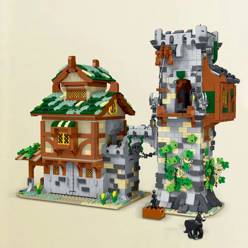 MORK MOC Building Block Set: Medieval Town Stable Guard Tower, Model 033001