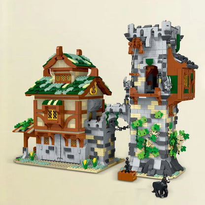 MORK MOC Building Block Set: Medieval Town Stable Guard Tower, Model 033001