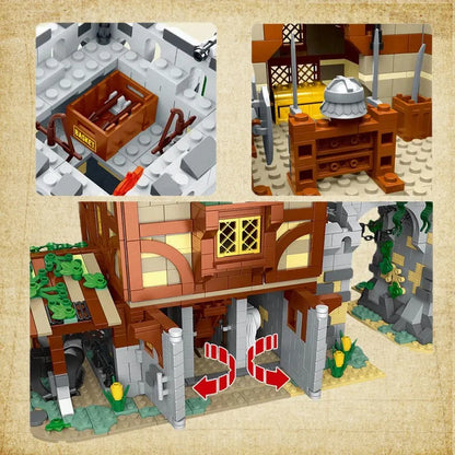 MORK MOC Building Block Set: Medieval Town Stable Guard Tower, Model 033001
