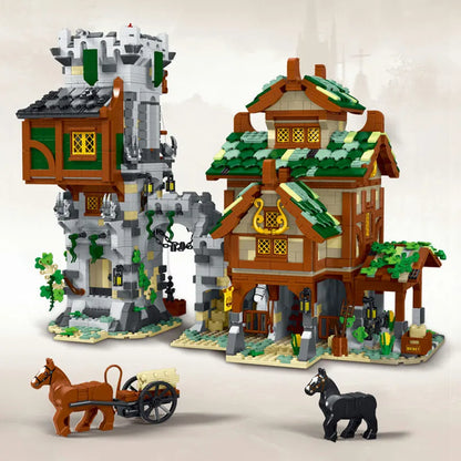MORK MOC Building Block Set: Medieval Town Stable Guard Tower, Model 033001