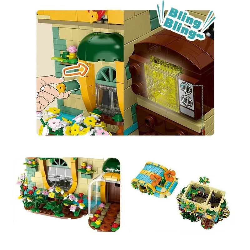 MORK MOC Building Block Set: Toon City Flowers Shop Store LED, Model 031051