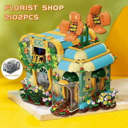 MORK MOC Building Block Set: Toon City Flowers Shop Store LED, Model 031051