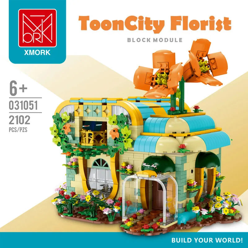 MORK MOC Building Block Set: Toon City Flowers Shop Store LED, Model 031051