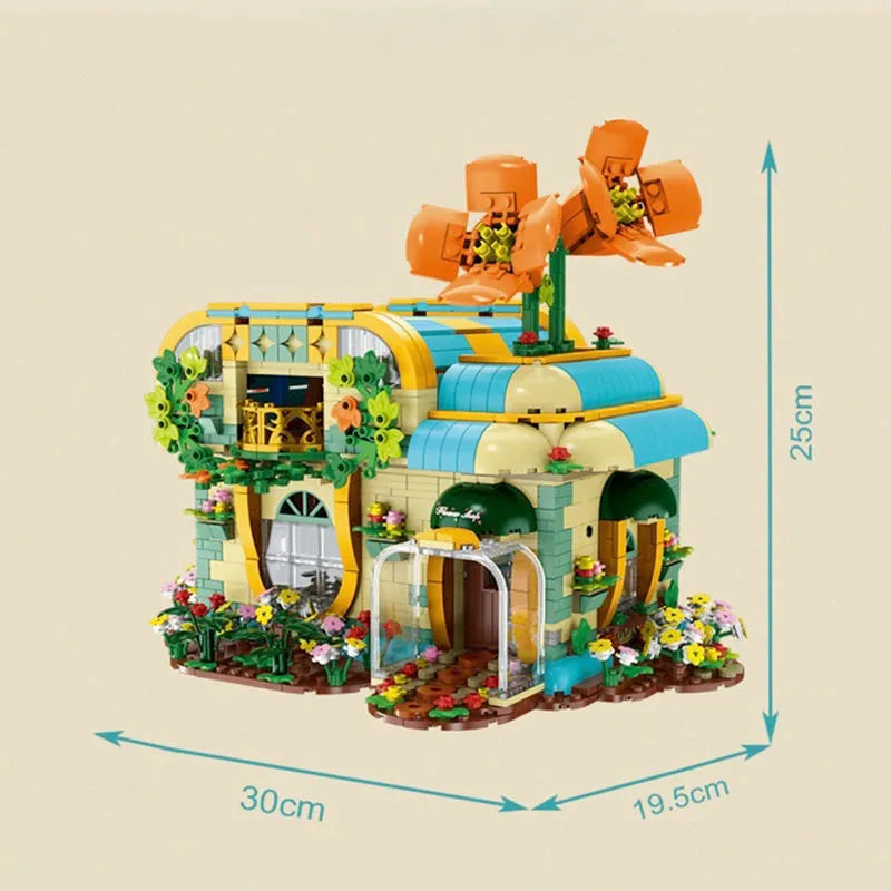 MORK MOC Building Block Set: Toon City Flowers Shop Store LED, Model 031051