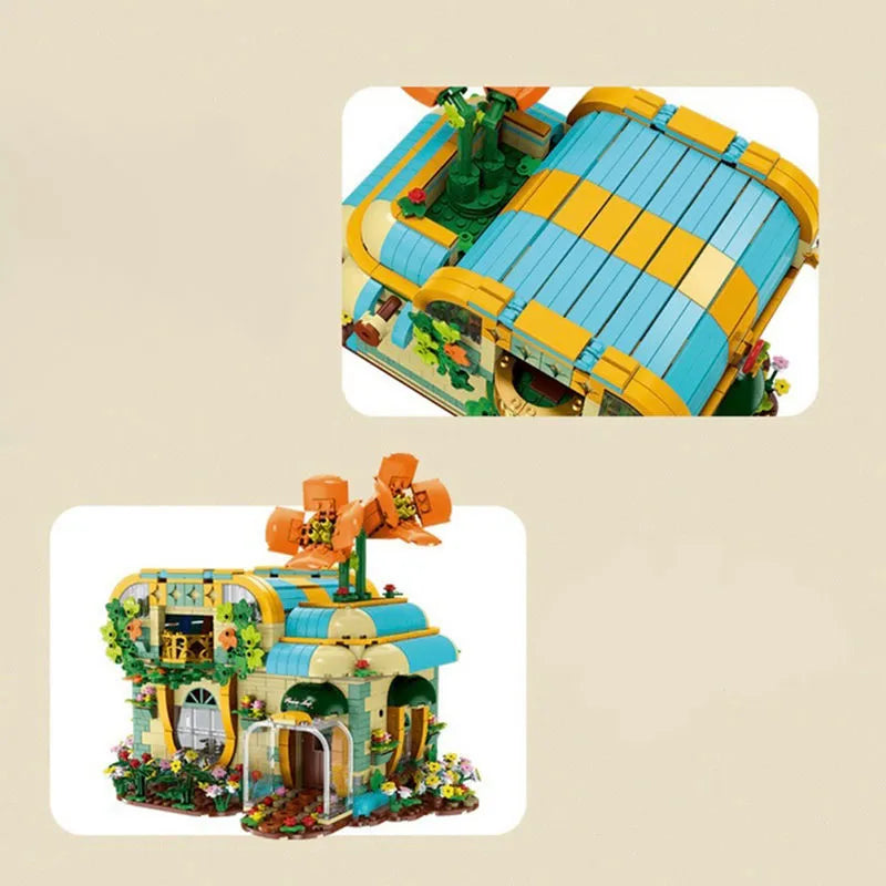 MORK MOC Building Block Set: Toon City Flowers Shop Store LED, Model 031051