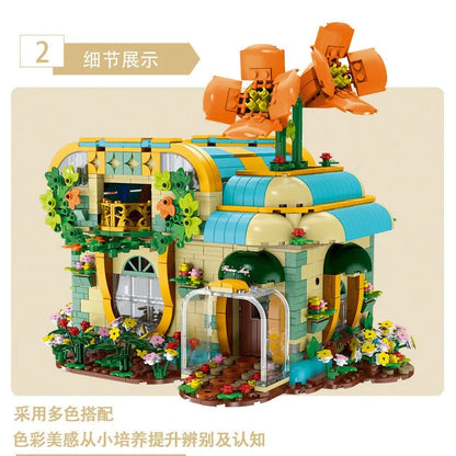 MORK MOC Building Block Set: Toon City Flowers Shop Store LED, Model 031051