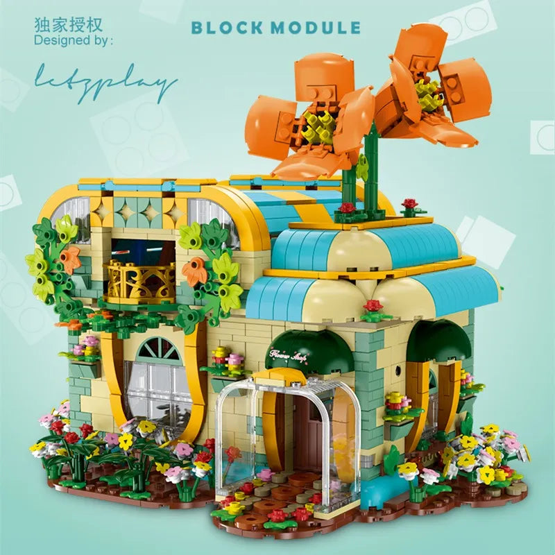 MORK MOC Building Block Set: Toon City Flowers Shop Store LED, Model 031051