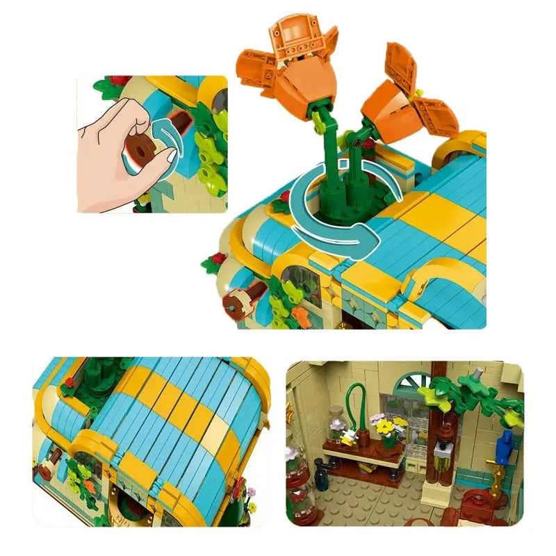 MORK MOC Building Block Set: Toon City Flowers Shop Store LED, Model 031051