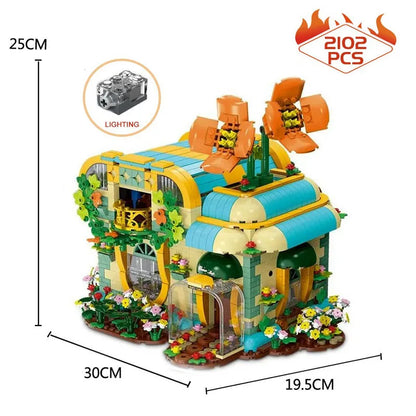 MORK MOC Building Block Set: Toon City Flowers Shop Store LED, Model 031051