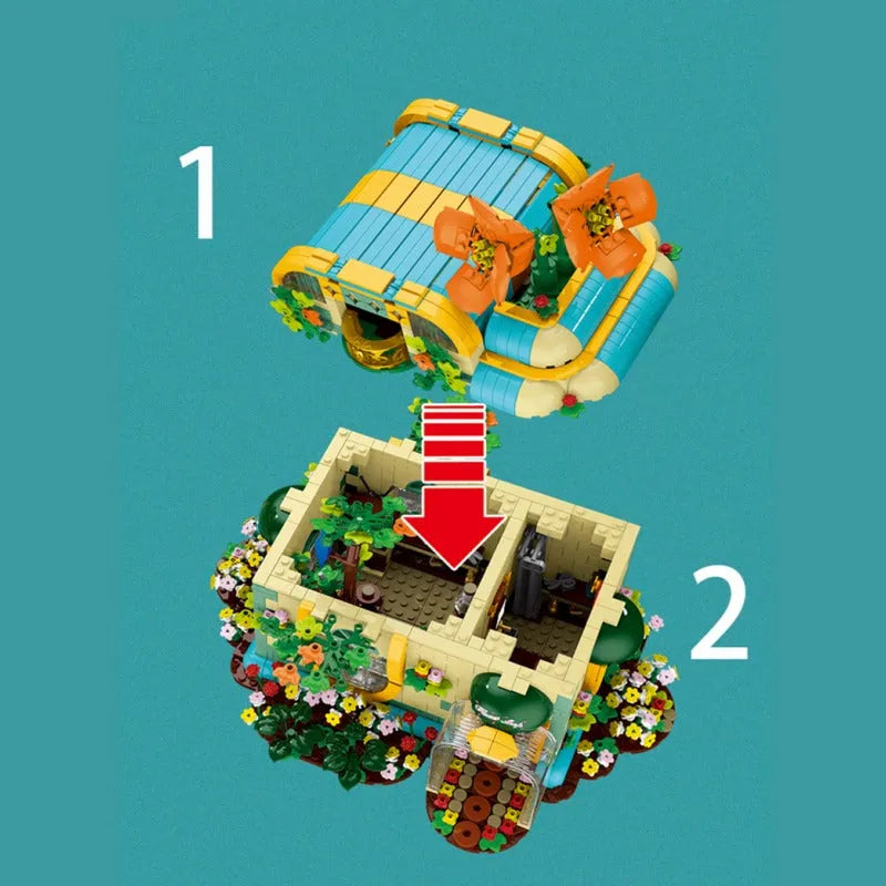 MORK MOC Building Block Set: Toon City Flowers Shop Store LED, Model 031051