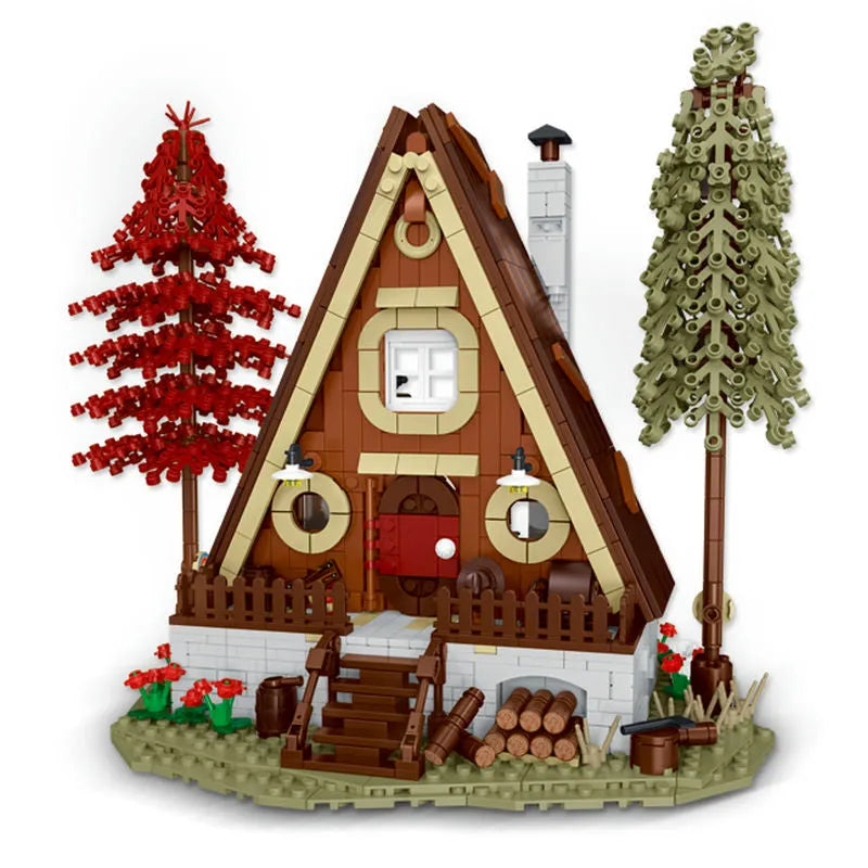 MORK MOC Building Block Set: Experts Street City Forest Cabin House LED 031071