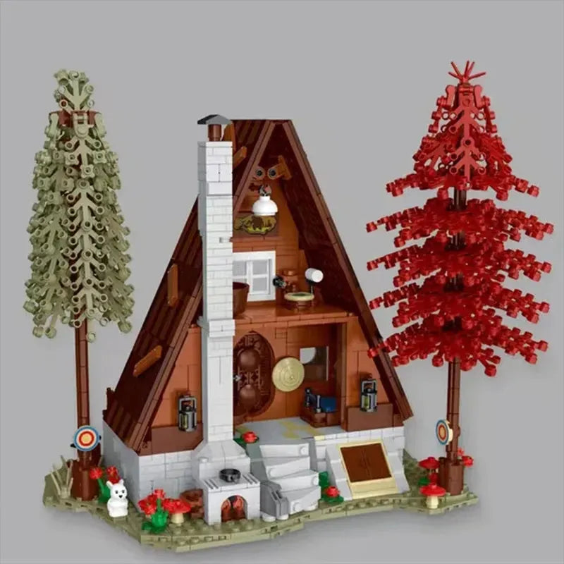 MORK MOC Building Block Set: Experts Street City Forest Cabin House LED 031071