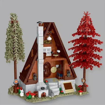 MORK MOC Building Block Set: Experts Street City Forest Cabin House LED 031071
