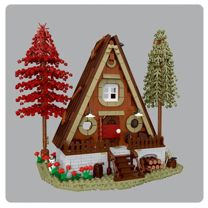 MORK MOC Building Block Set: Experts Street City Forest Cabin House LED 031071