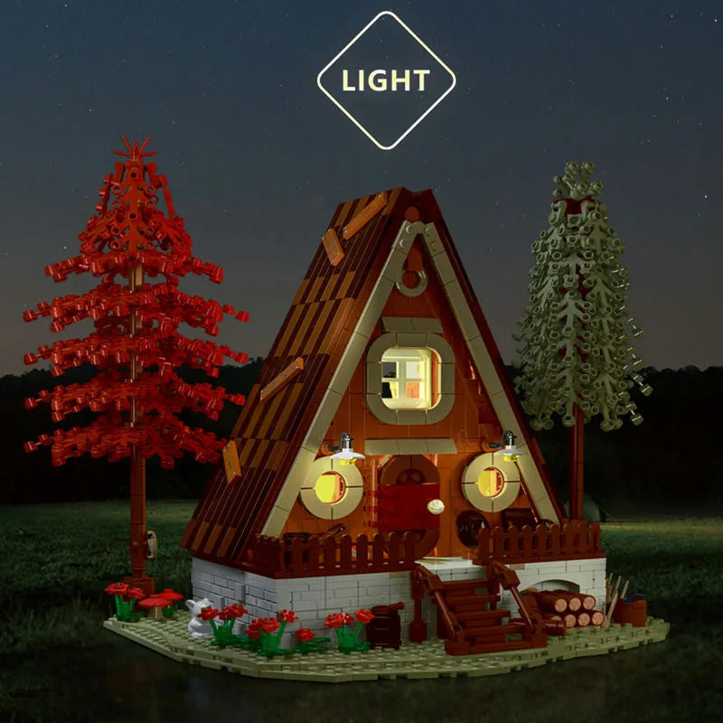 MORK MOC Building Block Set: Experts Street City Forest Cabin House LED 031071