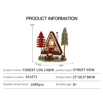 MORK MOC Building Block Set: Experts Street City Forest Cabin House LED 031071