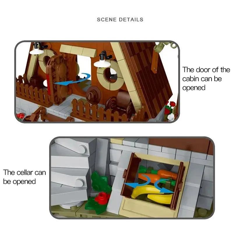 MORK MOC Building Block Set: Experts Street City Forest Cabin House LED 031071