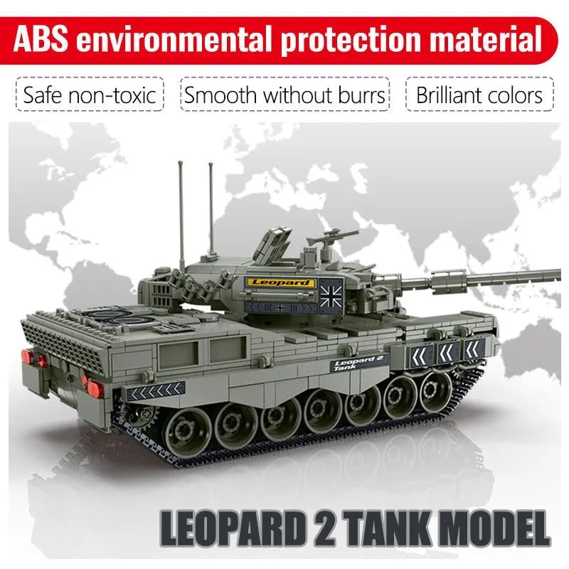 MORK MOC Building Block Set: WW2 Leopard 2A4 Battle Tank, Model 027001