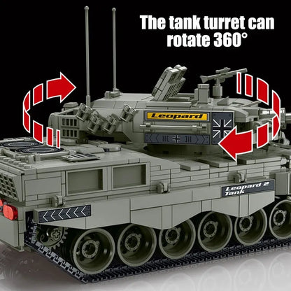 MORK MOC Building Block Set: WW2 Leopard 2A4 Battle Tank, Model 027001