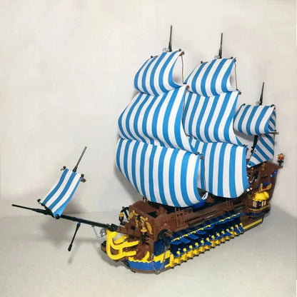 MORK MOC Building Block Set: Pirate Historical Blue Sail Ship