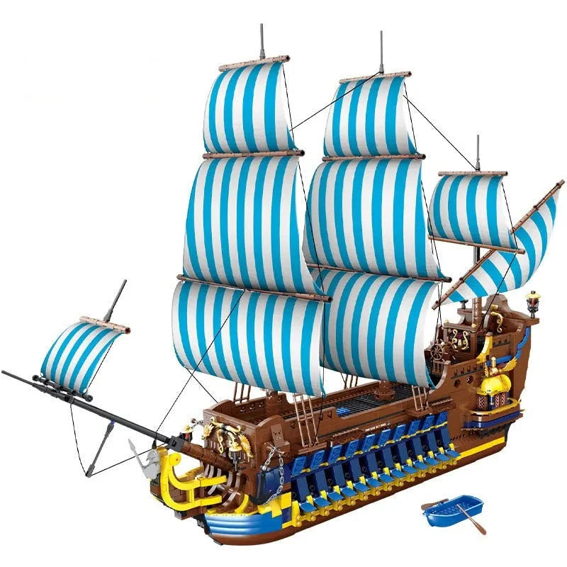 MORK MOC Building Block Set: Pirate Historical Blue Sail Ship