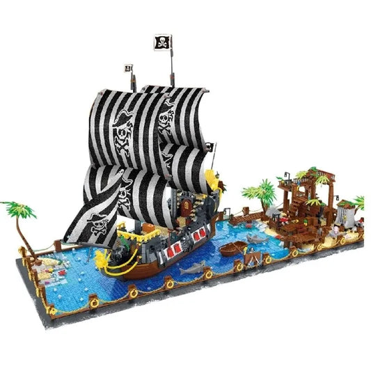 MORK MOC Building Block Set: Pirates Of The Caribbean Booty Bay Ship