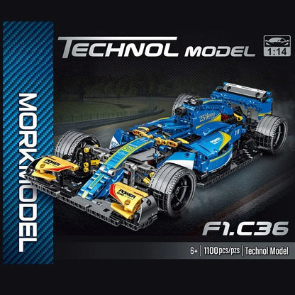 MORK MOC Motorized Building Block Set: Blue Alternate F1 Racing Car 023007