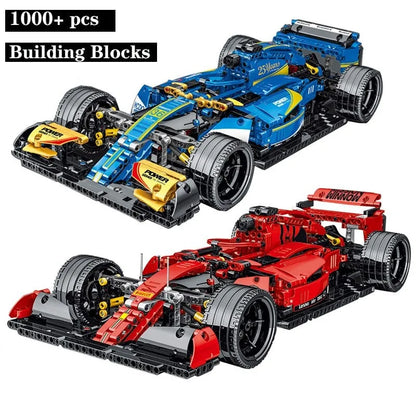 MORK MOC Motorized Building Block Set: Blue Alternate F1 Racing Car 023007