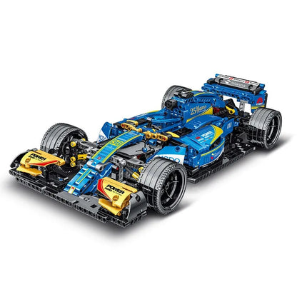 MORK MOC Motorized Building Block Set: Blue Alternate F1 Racing Car 023007