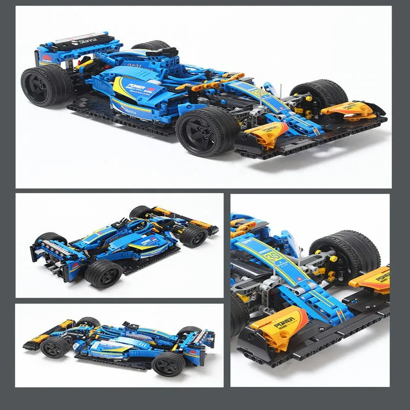 MORK MOC Motorized Building Block Set: Blue Alternate F1 Racing Car 023007