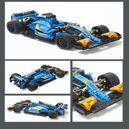 MORK MOC Motorized Building Block Set: Blue Alternate F1 Racing Car 023007