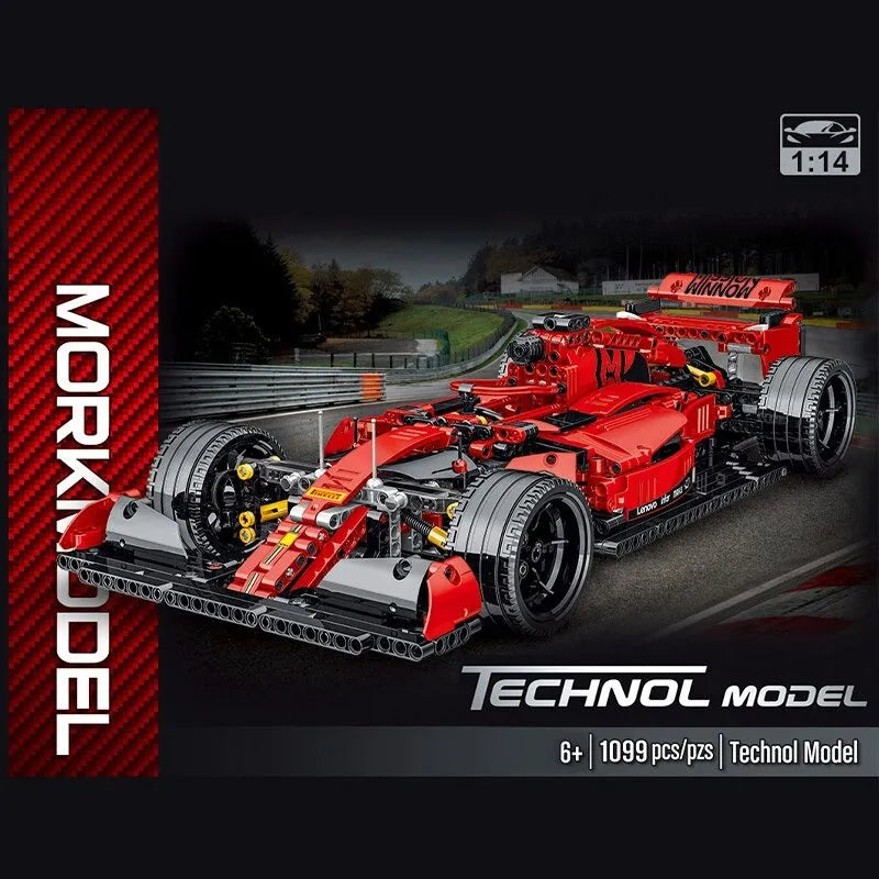 MORK MOC Motorized Building Block Set: Red F1 Alternate Racing Car 023005