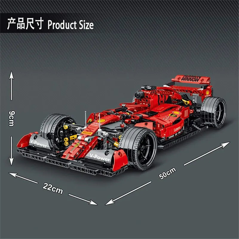 MORK MOC Motorized Building Block Set: Red F1 Alternate Racing Car 023005