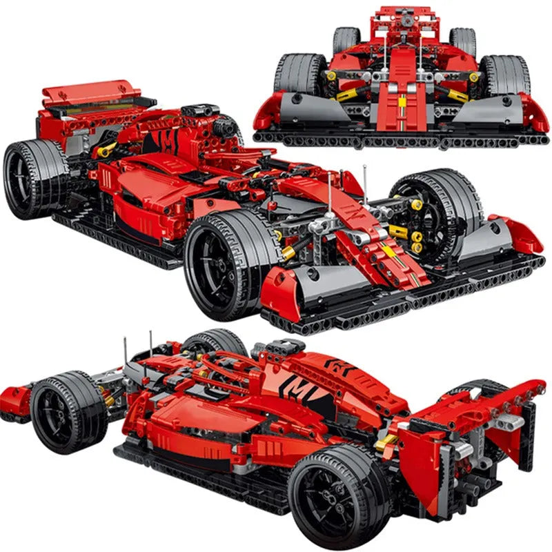 MORK MOC Motorized Building Block Set: Red F1 Alternate Racing Car 023005