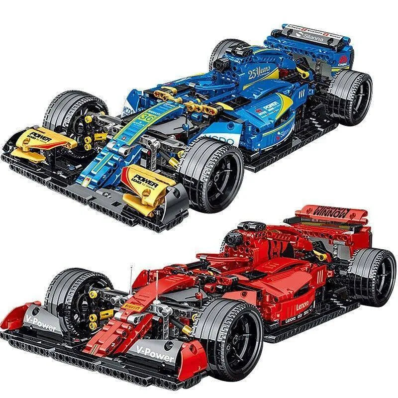 MORK MOC Motorized Building Block Set: Yellow F1 Alternate Racing Car, Model 023006