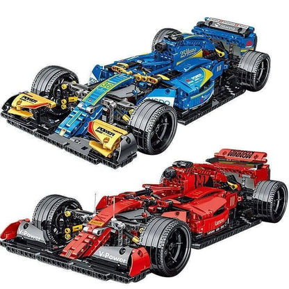 MORK MOC Motorized Building Block Set: Yellow F1 Alternate Racing Car, Model 023006
