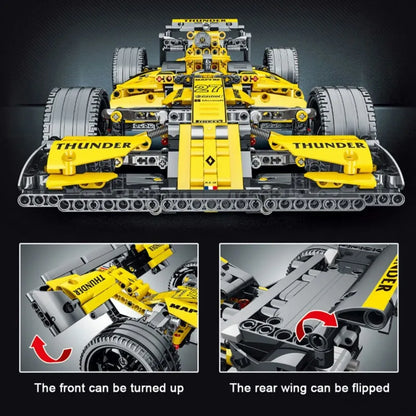 MORK MOC Motorized Building Block Set: Yellow F1 Alternate Racing Car, Model 023006