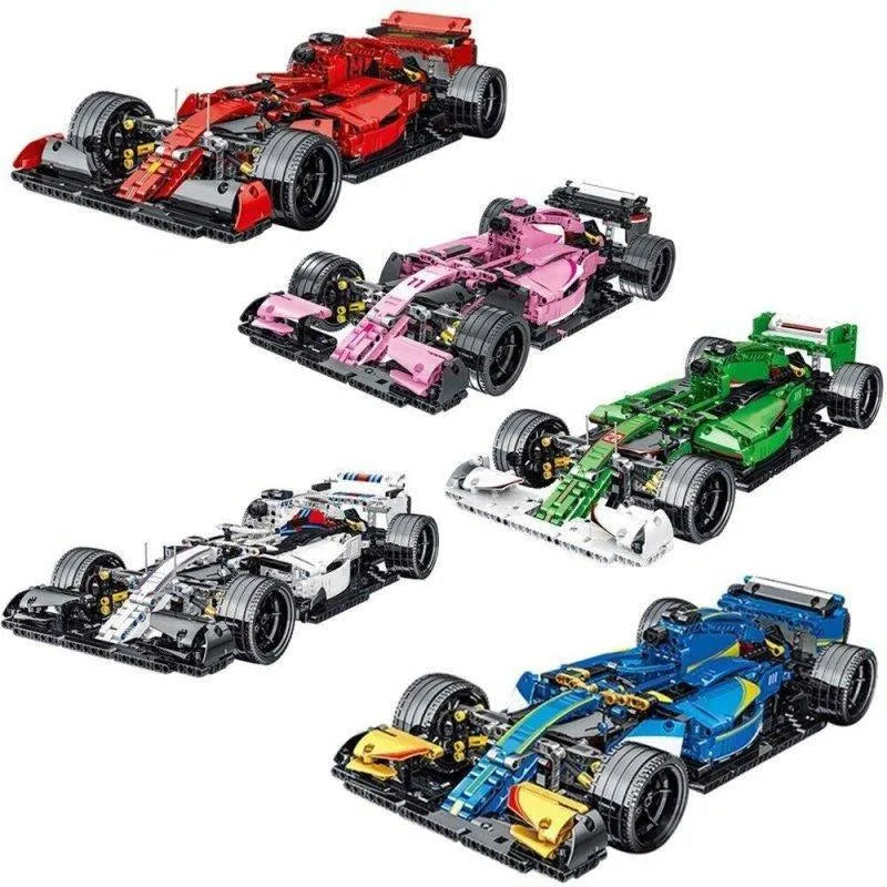 MORK MOC Motorized Building Block Set: Yellow F1 Alternate Racing Car, Model 023006
