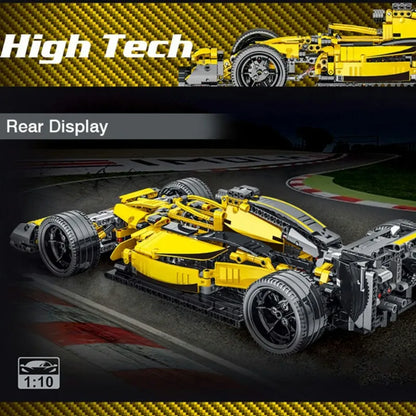 MORK MOC Motorized Building Block Set: Yellow F1 Alternate Racing Car, Model 023006