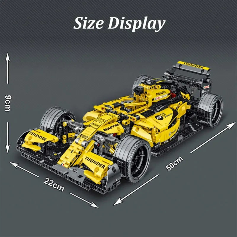 MORK MOC Motorized Building Block Set: Yellow F1 Alternate Racing Car, Model 023006