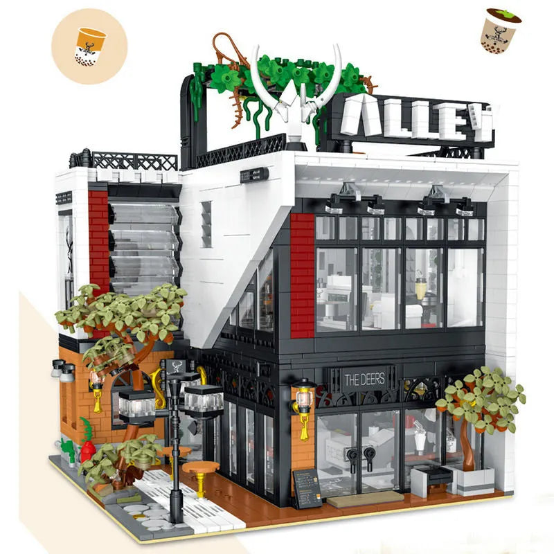 MORK MOC Building Block Set: Street City The Deers Bubble MOC Experts Tea Shop, Model 10208