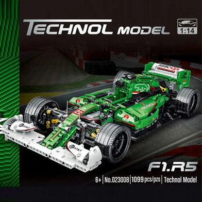 MORK MOC Motorized Building Block Set: Green Alternate F1 Racing Car, Model 023008